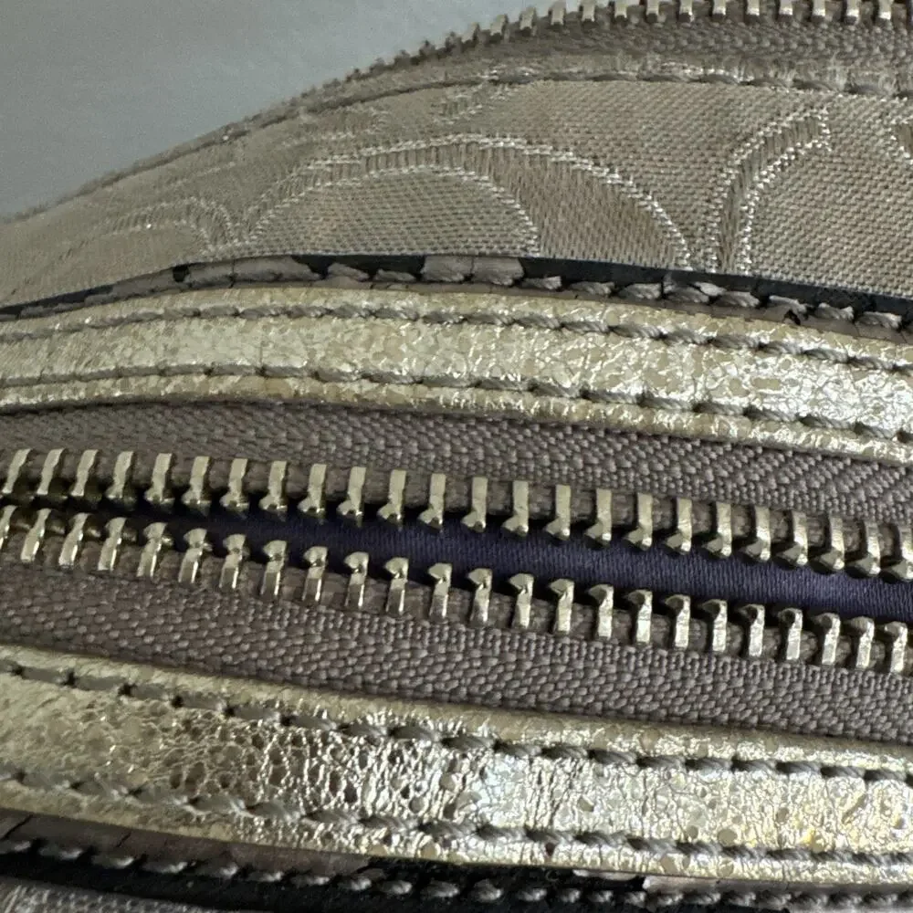 Coach Poppy Metallic Silver & Gold Signature C Crossbody Bag Authentic PROJECT